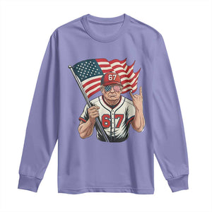 Funny Trump Patriotic 67 Meme Long Sleeve Shirt Six Seven Gen Alpha Slang Gift TS12 Violet Print Your Wear