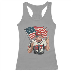 Funny Trump Patriotic 67 Meme Racerback Tank Top Six Seven Gen Alpha Slang Gift TS12 Sport Gray Print Your Wear