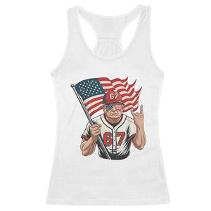 Funny Trump Patriotic 67 Meme Racerback Tank Top Six Seven Gen Alpha Slang Gift TS12 White Print Your Wear