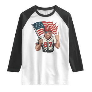 Funny Trump Patriotic 67 Meme Raglan Shirt Six Seven Gen Alpha Slang Gift TS12 White Black Print Your Wear