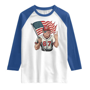 Funny Trump Patriotic 67 Meme Raglan Shirt Six Seven Gen Alpha Slang Gift TS12 White Royal Print Your Wear