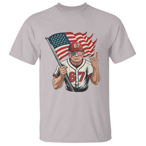 Funny Trump Patriotic 67 Meme T Shirt Six Seven Gen Alpha Slang Gift TS12 Ice Gray Print Your Wear