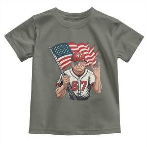 Funny Trump Patriotic 67 Meme Toddler T Shirt Six Seven Gen Alpha Slang Gift TS12 Military Green Print Your Wear