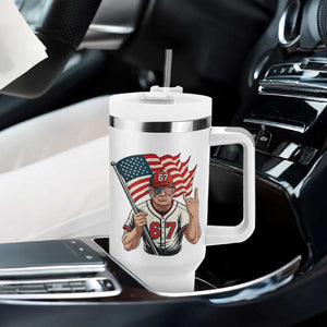 Funny Trump Patriotic 67 Meme Tumbler With Handle Six Seven Gen Alpha Slang Gift TS12 Print Your Wear
