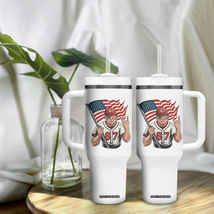 Funny Trump Patriotic 67 Meme Tumbler With Handle Six Seven Gen Alpha Slang Gift TS12 Print Your Wear