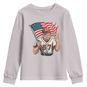 Funny Trump Patriotic 67 Meme Youth Sweatshirt Six Seven Gen Alpha Slang Gift TS12 Ice Gray Print Your Wear
