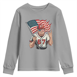 Funny Trump Patriotic 67 Meme Youth Sweatshirt Six Seven Gen Alpha Slang Gift TS12 Sport Gray Print Your Wear