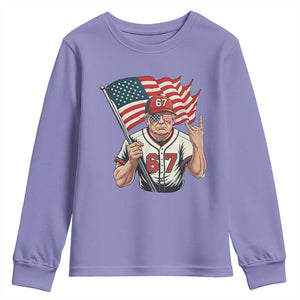 Funny Trump Patriotic 67 Meme Youth Sweatshirt Six Seven Gen Alpha Slang Gift TS12 Violet Print Your Wear