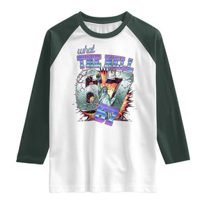 Funny Statue Of Liberty Six Seven Meme Raglan Shirt What The Hell Is 67 Gift TS12 White Dark Forest Green Print Your Wear