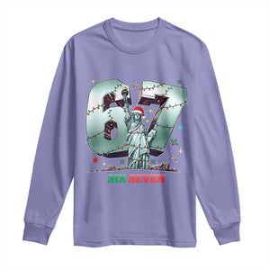 Statue Of Liberty Six Seven Meme Long Sleeve Shirt Trendy Gen Z Christmas Gift TS12 Violet Print Your Wear
