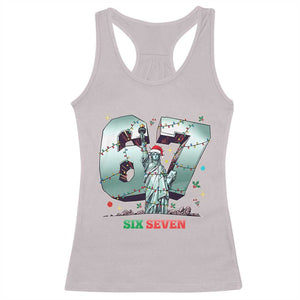 Statue Of Liberty Six Seven Meme Racerback Tank Top Trendy Gen Z Christmas Gift TS12 Ice Gray Print Your Wear