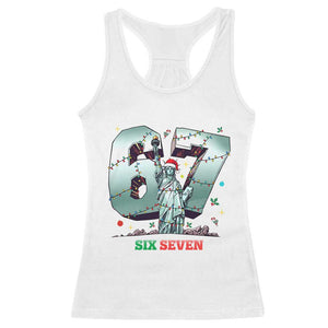 Statue Of Liberty Six Seven Meme Racerback Tank Top Trendy Gen Z Christmas Gift TS12 White Print Your Wear