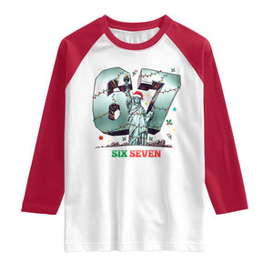 Statue Of Liberty Six Seven Meme Raglan Shirt Trendy Gen Z Christmas Gift TS12 White Red Print Your Wear