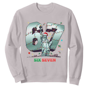 Statue Of Liberty Six Seven Meme Sweatshirt Trendy Gen Z Christmas Gift TS12 Ice Gray Print Your Wear