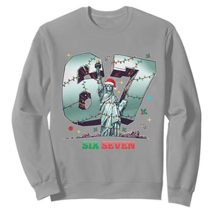 Statue Of Liberty Six Seven Meme Sweatshirt Trendy Gen Z Christmas Gift TS12 Sport Gray Print Your Wear