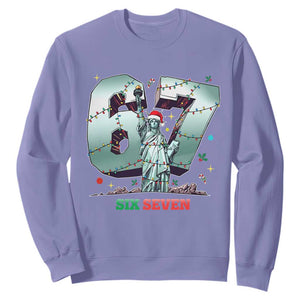 Statue Of Liberty Six Seven Meme Sweatshirt Trendy Gen Z Christmas Gift TS12 Violet Print Your Wear