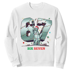 Statue Of Liberty Six Seven Meme Sweatshirt Trendy Gen Z Christmas Gift TS12 White Print Your Wear