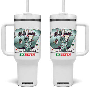 Statue Of Liberty Six Seven Meme Tumbler With Handle Trendy Gen Z Christmas Gift TS12 One Size: 40 oz White Print Your Wear