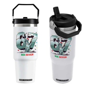Statue Of Liberty Six Seven Meme Flip Straw Tumbler Trendy Gen Z Christmas Gift TS12 One Size: 30 oz White Print Your Wear