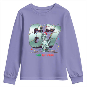 Statue Of Liberty Six Seven Meme Youth Sweatshirt Trendy Gen Z Christmas Gift TS12 Violet Print Your Wear
