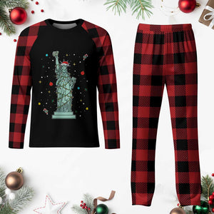 Statue Of Liberty Six Seven Meme Plaid Pajama Set Gen Alpha 67 Trend Christmas Gift TS12 Buffalo Plaid Print Your Wear