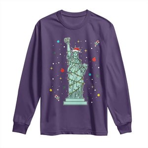 Statue Of Liberty Six Seven Meme Long Sleeve Shirt Gen Alpha 67 Trend Christmas Gift TS12 Purple Print Your Wear