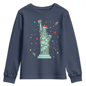 Statue Of Liberty Six Seven Meme Youth Sweatshirt Gen Alpha 67 Trend Christmas Gift TS12 Navy Print Your Wear