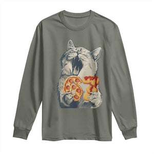 Six Seven Meme Cat 67 Pizza Nugget Long Sleeve Shirt Funny Gen Alpha 67 Trend Gift TS12 Military Green Print Your Wear