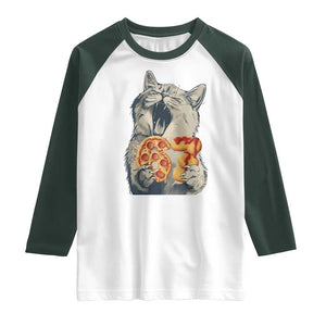 Six Seven Meme Cat 67 Pizza Nugget Raglan Shirt Funny Gen Alpha 67 Trend Gift TS12 White Dark Forest Green Print Your Wear