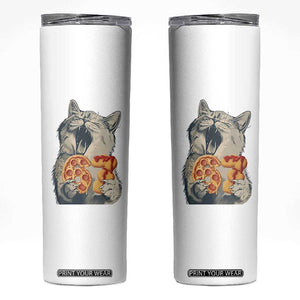 Six Seven Meme Cat 67 Pizza Nugget Skinny Tumbler Funny Gen Alpha 67 Trend Gift TS12 White Print Your Wear