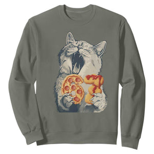Six Seven Meme Cat 67 Pizza Nugget Sweatshirt Funny Gen Alpha 67 Trend Gift TS12 Military Green Print Your Wear