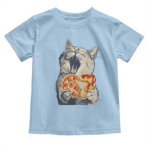 Six Seven Meme Cat 67 Pizza Nugget Toddler T Shirt Funny Gen Alpha 67 Trend Gift TS12 Light Blue Print Your Wear