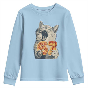 Six Seven Meme Cat 67 Pizza Nugget Youth Sweatshirt Funny Gen Alpha 67 Trend Gift TS12 Light Blue Print Your Wear