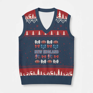 Coquette NE Football Fan V-Neck Knit Sweater Vest Gift For Women TS12 Navy Red Print Your Wear