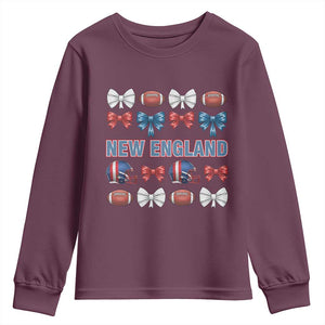 Coquette NE Football Fan Youth Sweatshirt Gift For Women TS12 Maroon Print Your Wear