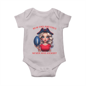 Funny East Coast Football Girl Fan Baby Onesie NE Girls Never Miss Kickoff TS12 Ice Gray Print Your Wear