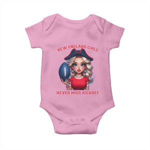 Funny East Coast Football Girl Fan Baby Onesie NE Girls Never Miss Kickoff TS12 Light Pink Print Your Wear