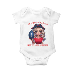 Funny East Coast Football Girl Fan Baby Onesie NE Girls Never Miss Kickoff TS12 White Print Your Wear