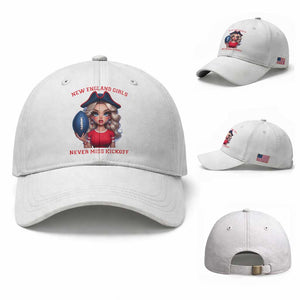 Funny East Coast Football Girl Fan Baseball Cap NE Girls Never Miss Kickoff TS12 Baseball Cap Universal Fit White Print Your Wear