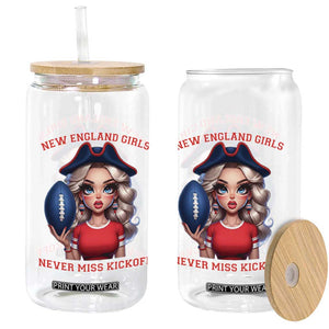 Funny East Coast Football Girl Fan Glass Can NE Girls Never Miss Kickoff TS12 Print Your Wear