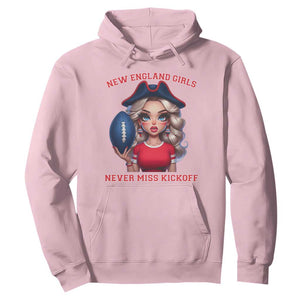 Funny East Coast Football Girl Fan Hoodie NE Girls Never Miss Kickoff TS12 Light Pink Print Your Wear