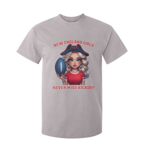 Funny East Coast Football Girl Fan T Shirt For Kid NE Girls Never Miss Kickoff TS12 Ice Gray Print Your Wear