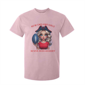 Funny East Coast Football Girl Fan T Shirt For Kid NE Girls Never Miss Kickoff TS12 Light Pink Print Your Wear