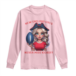 Funny East Coast Football Girl Fan Long Sleeve Shirt NE Girls Never Miss Kickoff TS12 Light Pink Print Your Wear