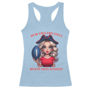Funny East Coast Football Girl Fan Racerback Tank Top NE Girls Never Miss Kickoff TS12 Light Blue Print Your Wear