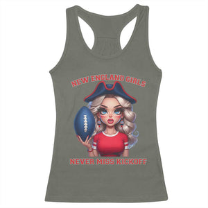 Funny East Coast Football Girl Fan Racerback Tank Top NE Girls Never Miss Kickoff TS12 Military Green Print Your Wear