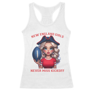 Funny East Coast Football Girl Fan Racerback Tank Top NE Girls Never Miss Kickoff TS12 White Print Your Wear