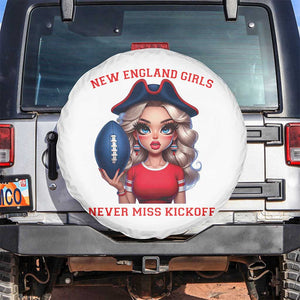 Funny East Coast Football Girl Fan Spare Tire Cover NE Girls Never Miss Kickoff TS12 No hole White Print Your Wear