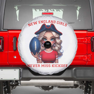 Funny East Coast Football Girl Fan Spare Tire Cover NE Girls Never Miss Kickoff TS12 White Print Your Wear