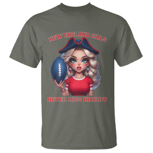 Funny East Coast Football Girl Fan T Shirt NE Girls Never Miss Kickoff TS12 Military Green Print Your Wear